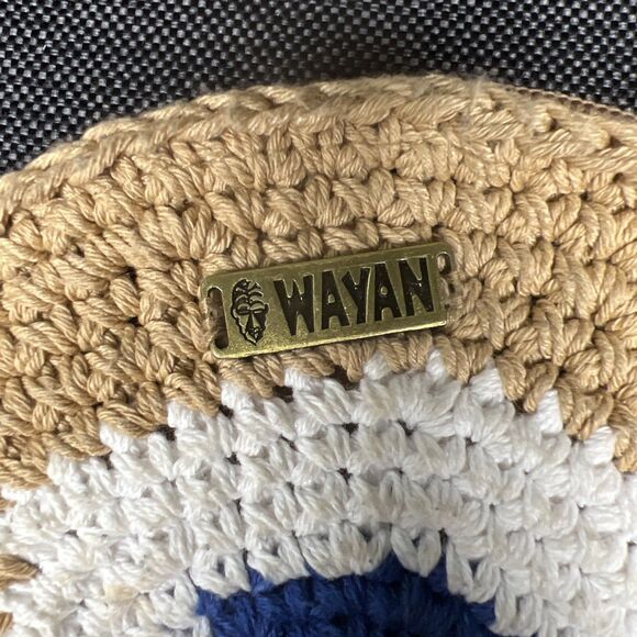 Wayan Natural Wear Round Crochet Evil Eye Shoulder Crossbody Bag Fringe Zip 7" - Picture 4 of 10